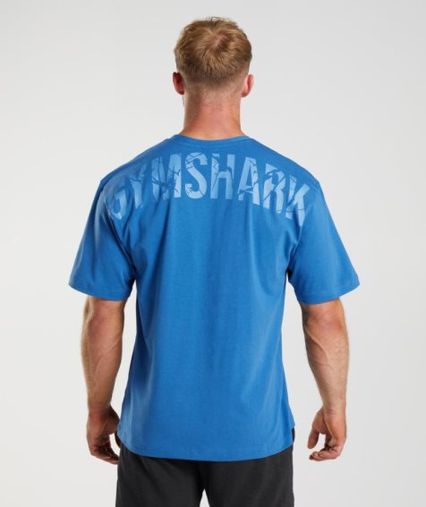 Men's Gymshark Power T-Shirts Blue | CA 53N617